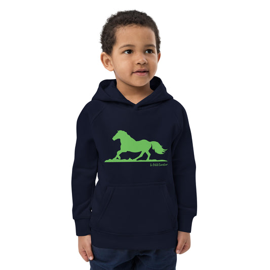 Sweat capuche enfant écologique - HORSE Logo avant Vert